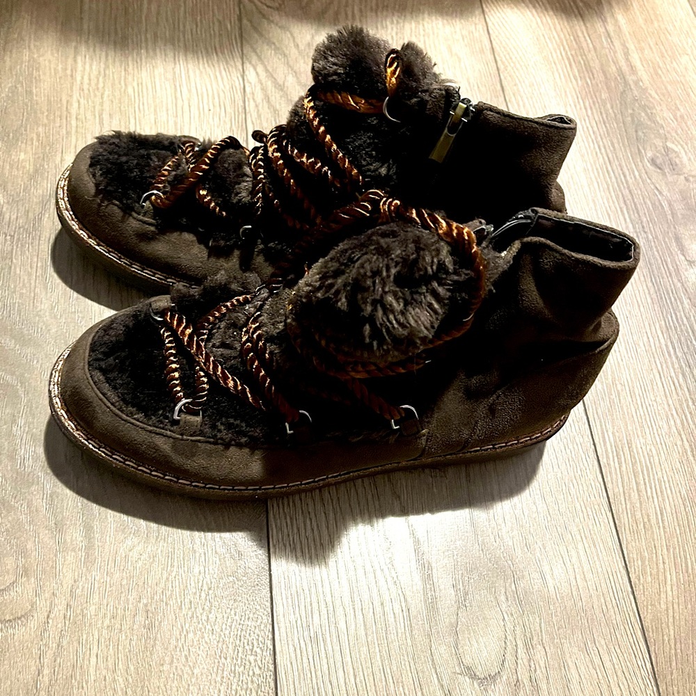 Brown Wedge Zip Boots